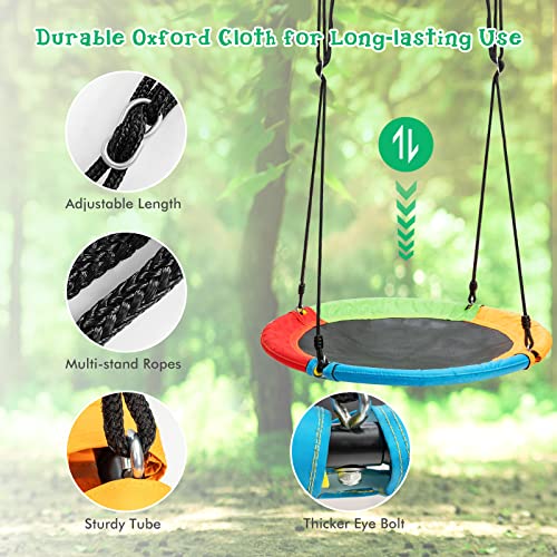 LDAILY 2-Pack Swing Sets, Belt Swing & Saucer Tree Swing w/Adjustable Ropes, 2 Hanging Ways & Easy Setup, Multifunctional Swing Toy Set for Patio, Playground, Backyard