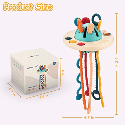 KaPing Baby Montessori Toys 18M+, Sensory Toys for Toddlers, UFO Food Grade Silicone Pull Activity Toy, Travel Toys for Baby, First Birthday Gift for Boys Girls