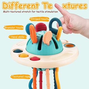 KaPing Baby Montessori Toys 18M+, Sensory Toys for Toddlers, UFO Food Grade Silicone Pull Activity Toy, Travel Toys for Baby, First Birthday Gift for Boys Girls