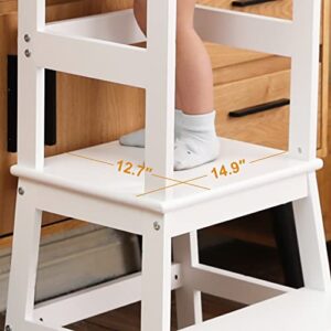 Kitchen Step Stool for Toddlers, Montessori Kids Learning Stool,Baby Standing Tower for Counter,Children Standing Helper-White