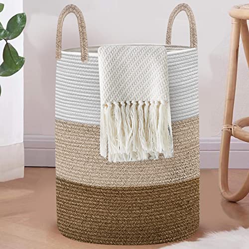 Astarama Laundry Baskets, Laundry Hamper, Large Woven Cotton Rope Storage Basket with Handles, Dirty Clothes Hamper Decorative Basket Organizer for Living Room, Nursery, Bedroom