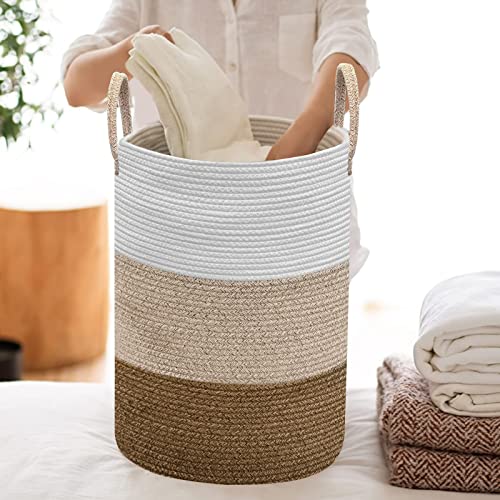 Astarama Laundry Baskets, Laundry Hamper, Large Woven Cotton Rope Storage Basket with Handles, Dirty Clothes Hamper Decorative Basket Organizer for Living Room, Nursery, Bedroom