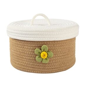 zerodeko cotton rope basket with lid small woven storage baskets decorative hamper nursery covered storage bin desktop organizer small woven basket