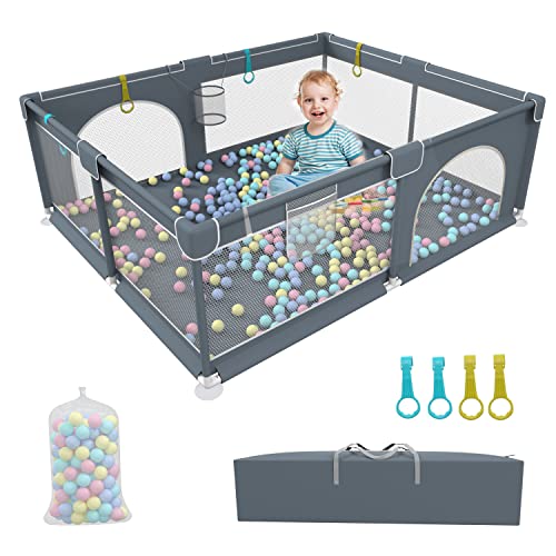 Extra Large Baby Playpen(79x63x26inch),Packable & Portable Play Pens for Babies and Toddlers, Baby Play Yards with Balls, Kids Indoor & Outdoor Activity Center, Baby Fence with Breathable Mesh