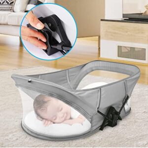 Portable Baby Crib Foldable Baby Bed - Mini Crib Travel Bassinet with Matterss for Newborn,Infant Travel Bed with Breathable Mesh,Baby Portable Bed for Bed,Sleeper for Outddor Camping,Beach,Pinic