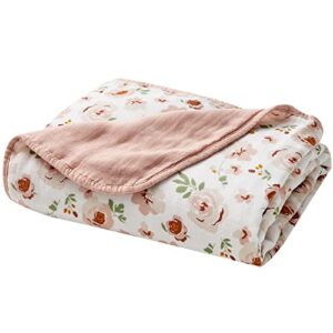 daysu 6-ply muslin swaddle blankets for newborn babies, soft breathable bamboo cotton muslin baby blankets unisex for boys girls, baby crib toddler bed, large 47" x 47", 1 pack - floral