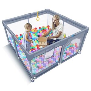 jialiu baby playpen, 50x50" soft safety playard for babies and toddlers, play pen for babies with breathable mesh gate, indoor & outdoor baby play yard for kids activity center