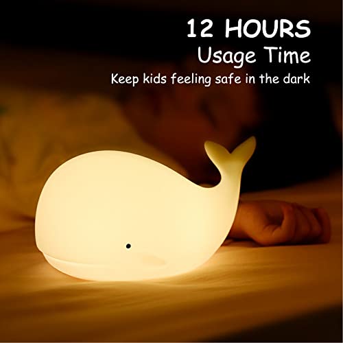 TriPro Whale Silicone Nursery Night Light Beach Room Decor Desk Lamp Toys,Bedroom Decorations Gifts for Toddlers,Girls And Boys ,Baby,Kids,Teens''