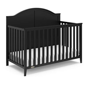 graco wilfred 5-in-1 convertible crib (black) – greenguard gold certified, converts to toddler bed and full-size bed, fits standard full-size crib mattress, adjustable mattress support base