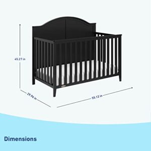 Graco Wilfred 5-in-1 Convertible Crib (Black) – GREENGUARD Gold Certified, Converts to Toddler Bed and Full-Size Bed, Fits Standard Full-Size Crib Mattress, Adjustable Mattress Support Base