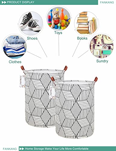 FANKANG 2 Packs Round Storage Basket Bins Collapsible Fabric Shelf Organizer for Storing Makeup, Baby Toys,Books, Office Supplies, etc（2-White Magic Cube）