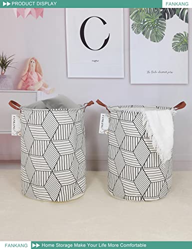 FANKANG 2 Packs Round Storage Basket Bins Collapsible Fabric Shelf Organizer for Storing Makeup, Baby Toys,Books, Office Supplies, etc（2-White Magic Cube）