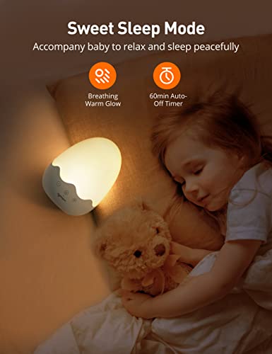 sympa Night Light for Kids, Baby Night Light with 1 Hour Timer & Touch Control, Rechargeable Night Light with 5 Brightness 3 Color Temperature, Touch Lamp Hanging Ring & Memory Function, White