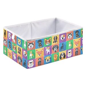 cute colorful dogs cube storage bin foldable storage cubes waterproof toy basket for cube organizer bins for nursery toys kids books closet shelf office - 15.75x10.63x6.96 in