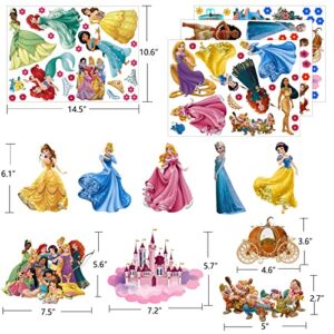 KEOJUE Princess Wall Decals Stickers, Peel and Stick Wall Decals for Girls Room Removable Wall Art Decor for Baby Nursery Girls Bedroom