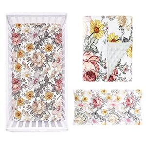 floral crib sheet,baby blanket,changing pad covers