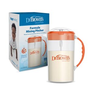 Dr. Brown's Baby Formula Mixing Pitcher with Adjustable Stopper, Locking Lid, & No Drip Spout, 32oz, BPA Free, Orange