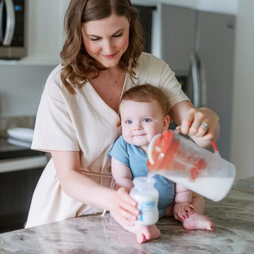 Dr. Brown's Baby Formula Mixing Pitcher with Adjustable Stopper, Locking Lid, & No Drip Spout, 32oz, BPA Free, Orange