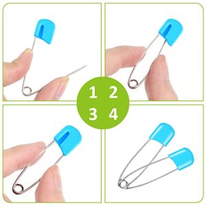 100 Pcs Diaper Pins, 2.2in Diaper Pins for Cloth Diapers Heavy Duty, Stainless Steel Baby Safety Pins, Plastic Head Baby Pins with Safe Locking Closures (6 Colors)