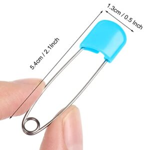 100 Pcs Diaper Pins, 2.2in Diaper Pins for Cloth Diapers Heavy Duty, Stainless Steel Baby Safety Pins, Plastic Head Baby Pins with Safe Locking Closures (6 Colors)