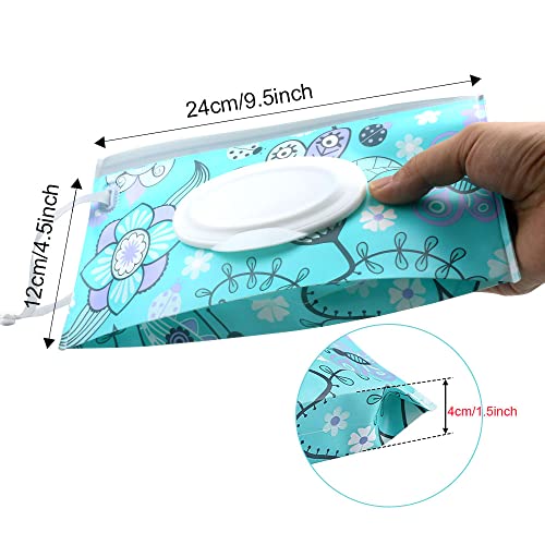 Baby Wipe Dispenser,Portable Refillable Wipe Holder Wipe Dispenser Bag Reusable Travel Wet Wipe Pouch (Blue Purple)