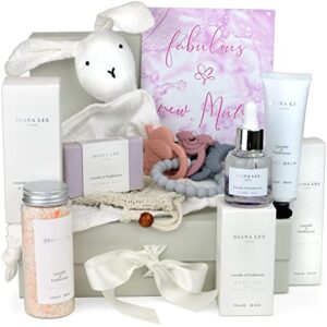 jasmyn & greene new mom gifts basket - 9 luxury baby shower gifts for new mom to be. pregnant mom spa kit care package. new baby gift set with spa gifts for women and newborn baby essentials.