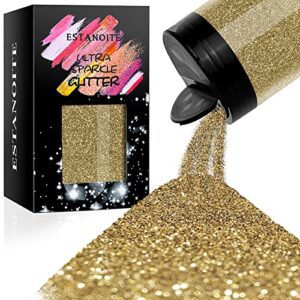 ultra fine glitter, 7.41oz/210g resin glitter powder sequins flakes, 1/128" metallic iridescent glitter for resin tumblers art crafts, hair face body nail glitter (honey gold)