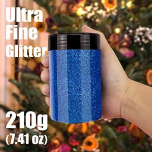 Ultra Fine Glitter, 7.41Oz/210G Resin Glitter Powder Sequins Flakes, 1/128" Metallic Iridescent Glitter for Resin Tumblers Art Crafts, Hair Face Body Nail Glitter (Honey Gold)