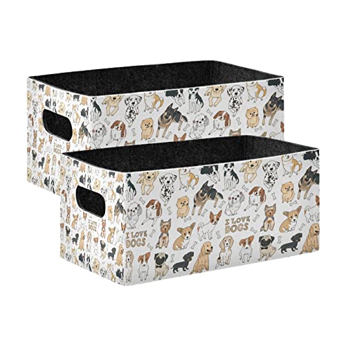 Kcldeci Breeds Drawn Dogs Storage Bins Baskets for Organizing, Sturdy Storage Basket Foldable Storage Baskets for Shelves Closet Nursery Toy