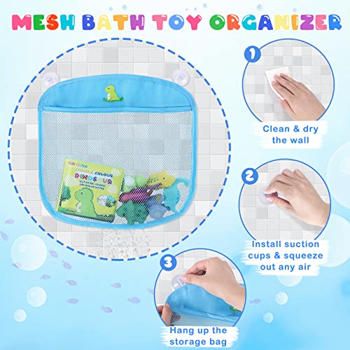 Light Up Bath Toys for Toddlers Kids Baby Boys, No Hole Dinosaur Bath Toys with Bath Book & Organizer, Led Light Bath Time Water Toys for Bath Tubs Bathrooms Pool, Gift for Toddlers Boys Infants