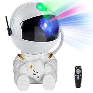 astronaut star projector, nebula galaxy projector night light, remote control and 360°rotation magnetic head nebula lamp for bedroom/kids room/ceiling/room decoration (2nd version astronaut)