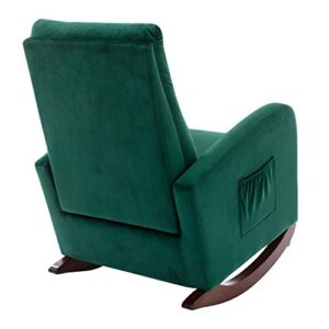 Merax Green Modern Tufted Accent Rocking Chair, Upholstered Nursery Glider Rocker with High Backrest for Baby and Kids, Set of 1