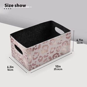 Kcldeci Rose Gold Leopard Storage Bins Baskets for Organizing, Sturdy Storage Basket Foldable Storage Baskets for Shelves Closet Nursery Toy