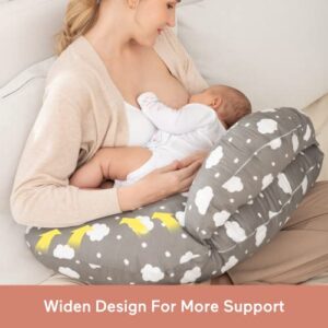 Momcozy Nursing Pillow for Breastfeeding, Original Plus Size Breastfeeding Pillows for More Support for Mom and Baby, with Adjustable Waist Strap and Removable Cotton Cover, Grey