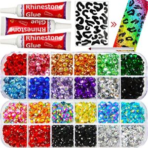 rhinestone glue clear with rhinestones for crafts clothing clothes, bedazzler kit with rhinestones flatback for tumblers fabric shoes, rainbow colorful flat back rhinestones crystals gems rinestones