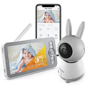 codnida baby monitor with camera and audio,video baby monitor with 5" color display,1080p baby camera,vox mode,4x zoom,1000ft transmission,lullabies