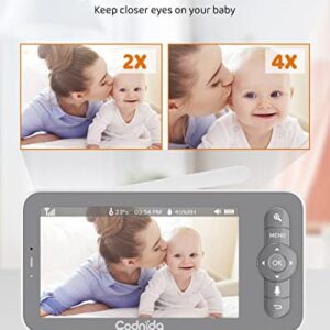 Codnida Baby Monitor with Camera and Audio,Video Baby Monitor with 5" Color Display,1080P Baby Camera,VOX Mode,4X Zoom,1000ft Transmission,Lullabies