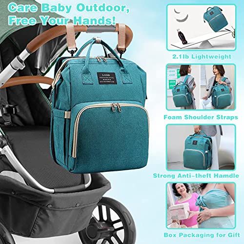 ANWTOTU Diaper Bag with Changing Station,Diaper Bag Backpack,Girl Boy Diaper Bag,Large Capacity,900d Excellent Oxford(Ungrade-Green)