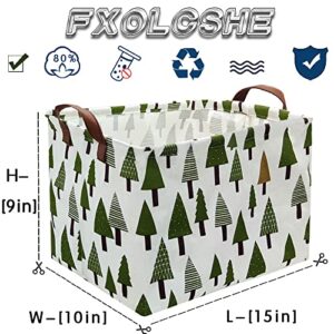 FXOCSHE Laundry Basket Green Hamper Fabric Laundry Hamper,for baby hamper Nursery Toy Organizer tree room decor,Gift Basket (tree)