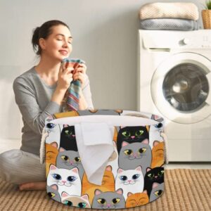 A Bunch Of Cute Cats Round Storage Basket Collapsible Laundry Baskets Cube Storage Boxes Bins For Bedroom Shelf Bathroom Toy Organizer