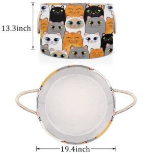 A Bunch Of Cute Cats Round Storage Basket Collapsible Laundry Baskets Cube Storage Boxes Bins For Bedroom Shelf Bathroom Toy Organizer