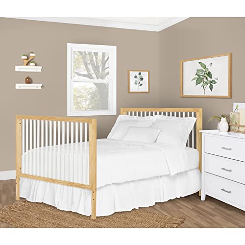 Dream On Me Carter 5-in-1 Full Size Convertible Crib / 3 Mattress Height Settings/JPMA Certified/Made of New Zealand Pinewood/Sturdy Crib Design, Natural & White