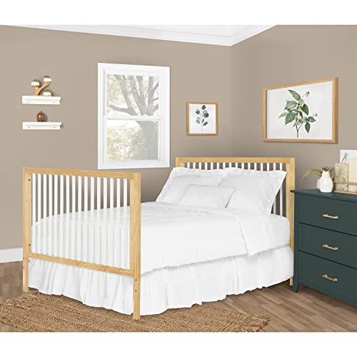 Dream On Me Carter 5-in-1 Full Size Convertible Crib / 3 Mattress Height Settings/JPMA Certified/Made of New Zealand Pinewood/Sturdy Crib Design, Natural & White