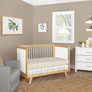 Dream On Me Carter 5-in-1 Full Size Convertible Crib / 3 Mattress Height Settings/JPMA Certified/Made of New Zealand Pinewood/Sturdy Crib Design, Natural & White