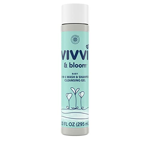 Vivvi & Bloom Gentle 2-in-1 Baby Wash & Shampoo Cleansing Gel, Leaves Sensitive Skin Feeling Healthy & Moisturized, Tear-Free, Formulated Without sulfates, paraben, and Dyes, 10 fl. Oz