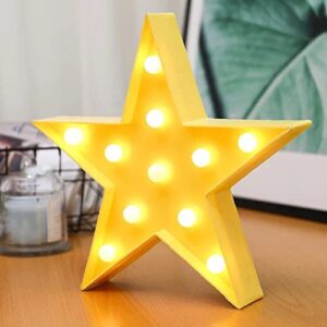 ZUOKEMY LED Star Sign Night Light, Can Be Hung On The Wall Kids Room Room Light, Suitable for Birthday Party, Holiday Decoration, Baby Room Nursery Decoration. (Yellow Stars)