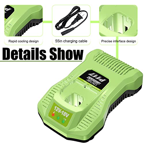 POWTREE 18V 6.5Ah P108 Battery Li-ion Replacement for Ryobi 18V Battery ONE+ P108 P102 P103 P104 P105 P107 P109 P122 Cordless Power Tools Battery with LED Indicator 2Pack+Changer