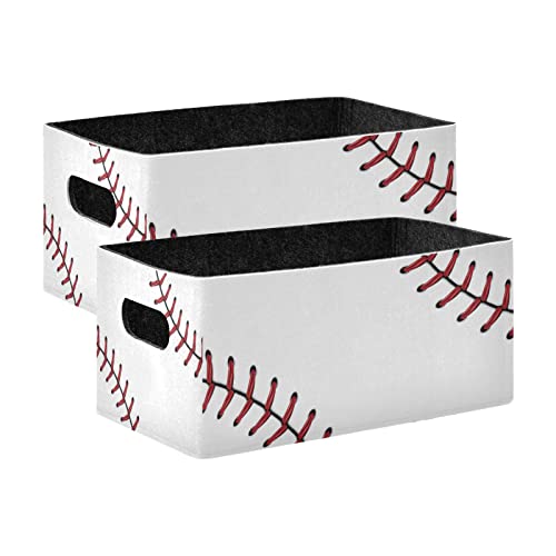 Kcldeci Baseball Storage Bins Baskets for Organizing 2Pack, Sturdy Storage Basket Foldable Storage Baskets for Shelves Closet Nursery Toy