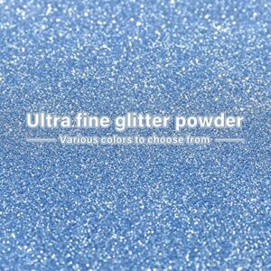 DREAMEDIY Ultra Fine Glitter 3.52 Oz (100g) DIY Arts and Craft Glitter Powder Sequins Epoxy Chips Flakes for Resin Molds, Slime, Painting Arts, Nail Art DIY Decoration, Makeup - Sky Blue