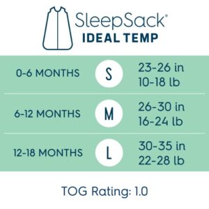 HALO Sleepsack Ideal Temp, Baby Wearable Blanket, TOG 1.0, Heather Grey/Aqua, Medium